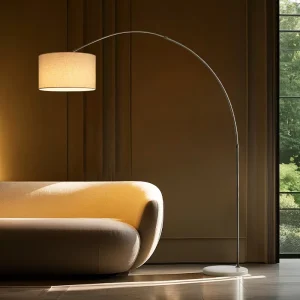Modern Luxury Style Marble Finishing Living Room Bedroom Tall Flexible Corner Curved Arch Standing Floor Lamp Light