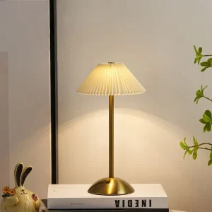 Modern Luxury Touch Night Light Battery Rechargeable Touch Table Lamp Restaurant Cordless Fabric Folding LED Table Lamp