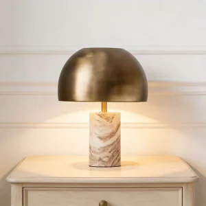 Modern Marble Table Lamp Brass Mushroom Desk Light Luxury Bedroom Bedside Lighting