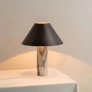 Modern Marble Table Lamp for Hotel Bedroom Bedside Living Room Decor Metal Shade Atmosphere Design Luxury Desk Light