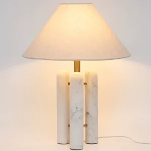 Modern Marble Table Lamp with Fabric Shade E27 Socket Hotel Reception Office Desk Light for Living Room Study