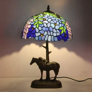 Modern Mediterranean Stained Glass Table Lamp with E26 Bulb Base Standing Lampshade