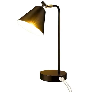 Modern Metal Adjustable Direction Bedside Touch Desk Lamp with USB Charging Ports and LED Reading Light