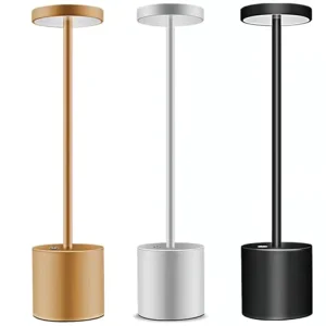 Modern Metal Cordless Rechargeable Portable Battery Powered Table Lamp with 3 Level Touch Dimming LED Desk Lamp