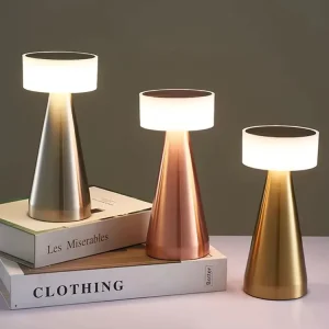 Modern Metal LED Table Lamp with Rechargeable Battery Dimming Atmosphere Portable Touch for Desk Use