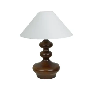 Modern Midcentury Style Small Desk Lamp with Wood Base and LED Lighting for Living Room Home Decoration