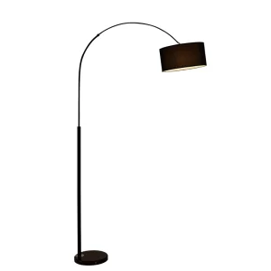 Modern Minimalist Arc LED Floor Lamp RGB Yellow Fabric Shade Iron Frame E27 Base Dimmable Easy Install Hotel Living Room