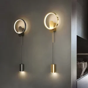 Modern Minimalist Black and Gold Bedroom Bedside Wall Lamp Hallway Aisle Living Room Backdrop Pendant Line LED Wall Light