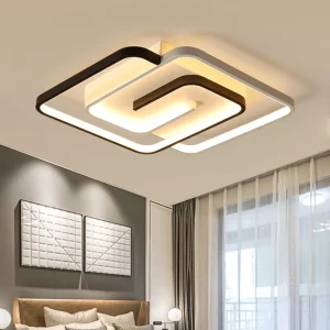 Modern Minimalist Black and White square LED Ceiling Light Suitable for Bedrooms Living Rooms Restaurants