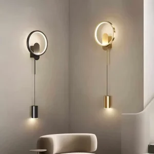 Modern Minimalist Gold Bedroom Bedside Wall Lamp Hallway Aisle Living Room Drop Pendant Line LED Wall Light