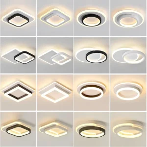 Modern Minimalist Iron Acrylic LED Ceiling Light with 3-Color Temperature Options and Changeable Color for Bedroom, Corridor