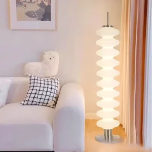 Modern Minimalist Iron Glass LED Floor Lamp with Cone Shade for Hotel Bedroom Living Room