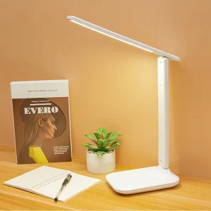 Modern Minimalist LED Bedside Desk Lamp Touch Control Dimming Reading Lamp for Reading Room Workspaces White Shade DC Power