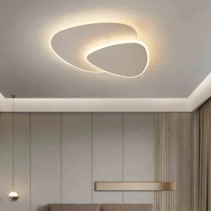 Modern Minimalist LED Chandelier Flush-Mount Ceiling Light, Round, for Bedroom or Living Room
