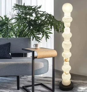 Modern Minimalist LED Floor Lamp Alabaster Stone Shade Large Size Dimmable