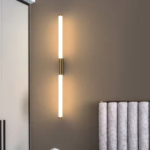 Modern Minimalist LED Iron Long Strip Wall Lamp for Bedroom and Living Room Wall Mounted with Mirror Front Design