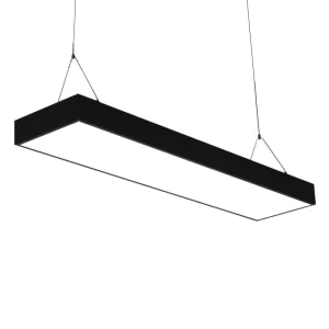 Modern Minimalist LED Strip Light Square Ceiling Chandelier for Commercial Shop Office Aluminum Hanging Wire
