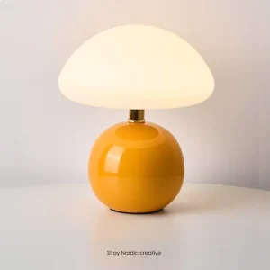 Modern Minimalist LED Table Lamp Orange Ceramic Base Metal with USB for Desk Living Room Kitchen Bedroom Decoration