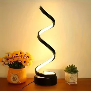 Modern Minimalist LED Table Lamp Touch Control Stepless Dimming Adjustable Desk Night Light with Spiral Shade Metal Material