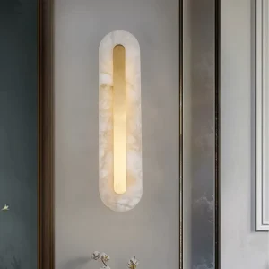 Modern Minimalist LED Wall Lamp Luxury Marble Stone Copper Finish for Bedroom Bedside Living Room Corridor