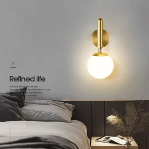 Modern Minimalist Luxury Iron LED Wall Lamp with Globe Shade Wall Mounted for Bedroom Living Room Stairway & Hallway 220V