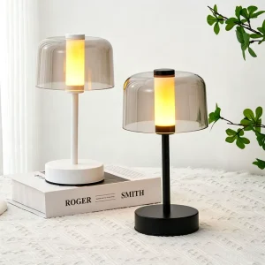 Modern Minimalist Night Light Desk Lamp Rechargeable Battery Dimmable Color-tunable Light Touch Control USB-powered for Bedroom