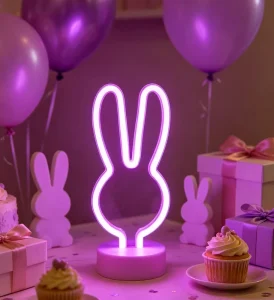 Modern Minimalist Rabbit Ears LED Neon Table Lamp Kids Night Light for Bedroom Decor