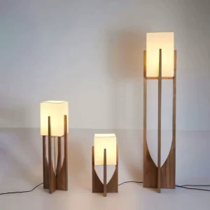 Modern Minimalist Retro Solid Walnut Wood LED Floor Lamp White Shade 2 Year Warranty