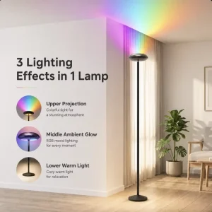 Modern Minimalist Smart Floor Lamp with Rotating Head Tall Corner Light for Living Room Decor