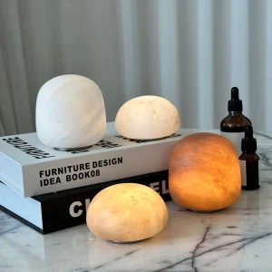 Modern Minimalist Stone Desk Lamp Bedroom Bedside Lamp Circular Decorative Lamp Study Decoration Alabaster Lamp