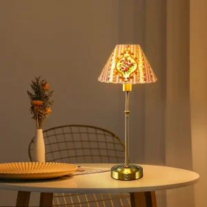 Modern Minimalist Style Floral Fabric Cordless LED Ambient Light Desk Lamp with Battery Included for Dining Room Table Decor