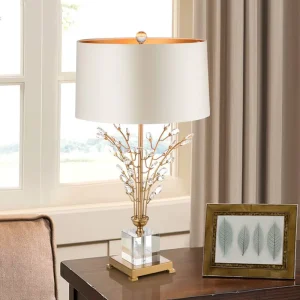 Modern Minimalist Tree Branch Crystal Led Desk Lamp Italian Hotel Bedding Room Study Bedside Round Table Lamp for Indoor Deco