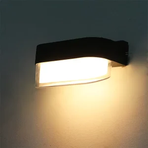 Modern Minimalist Waterproof LED Outdoor Garden Wall Sconce Aluminum Acrylic Shade Tempered Glass Diffuser High CRI 90 Black
