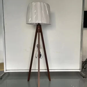 Modern Natural Fabric LED Floor Lamps E26 Wood Bamboo Tripod for Living Room & Bedroom Decor