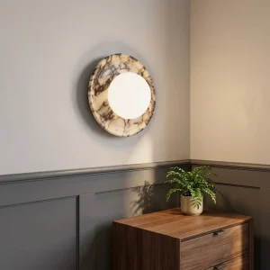 Modern Natural Stone Wall Light Sconce Black Marble 25cm 110 240V Atmosphere Lamp for Foyer Dining Room Bedroom Stair Aisle Hall