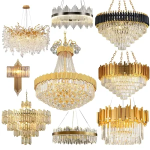 Modern Nordic Custom Large LED Iron & Crystal Luxury Chandeliers for Hotel Wedding Decor Gold Finish High Ceiling Lighting