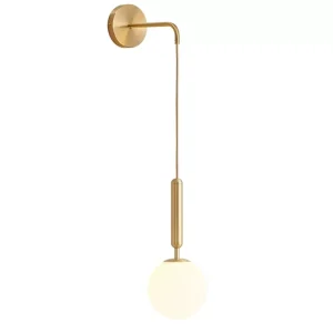Modern Nordic Incandescent Wall Sconce Indoor Use Iron Body Glass Shade Decorative Painting Finish Corridor Bedside