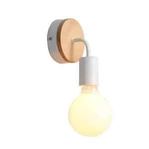 Modern Nordic Indoor Wall Lights Popular Vintage Style Wooden LED Wall Lamps with Iron Body Factory