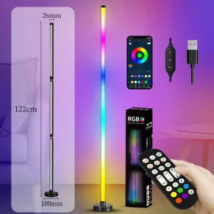 Modern Nordic LED Floor Lamp with Remote Control Dimmable Metal Construction Small for Warehouse Use