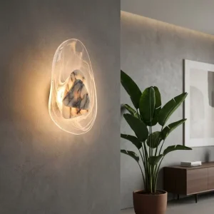 Modern Nordic Marble Wall Lamp Bedroom Bedside Living Room TV Background LED Wall Sconce Luxurious & Minimalist Stone Wall Light