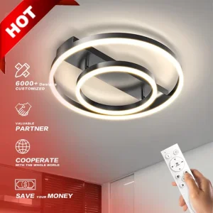 Modern Nordic Minimalist LED Ceiling Light Fixture with Remote Control Smart Acrylic Design on Iron Base for Bedroom Living Room