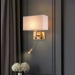 Modern Nordic Style LED Spotlight Wall Lamp 12W Power Fabric Bedside Reading Light Fixture Hotel Home Bedroom Study Decor