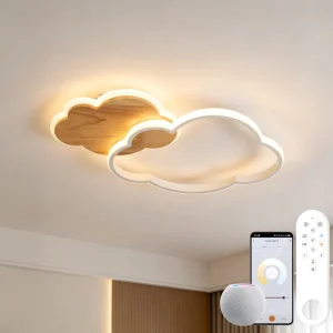 Modern Nordic style AC Powered LED Ceiling Light with Smart App Control and Creative Cloud inspired Design for Bedrooms Studies