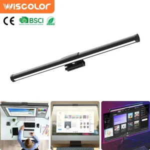 Modern Office PC Desk Monitor Light Bar with App & USB Remote Control Adjustable Color Temperature LED Hanging Lamp Black
