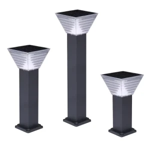 Modern Outdoor IP65 Rated Lawn Pillar Garden LED Solar Bollard Lights for Courtyard Patio Pathway Security Lighting Decoration