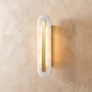 Modern Oval Rectangle Alabaster Wall Lamp for Bedroom Living Room Hallway Luxury Marble Sconce Copper Body Wall Light