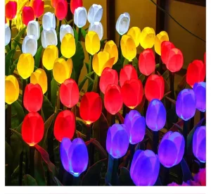Modern Plastic IP65 Waterproof Tulip Flower LED Lawn Lamp Bright Solar Christmas Garden Lights for Outdoor Atmosphere