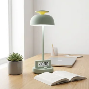 Modern Portable LED Desk Lamp with Cordless Battery Alarm Clock and Novelty Sleeping Night Light for Bedrooms