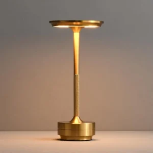 Modern Premium Gold All Aluminum LED Desk Lamp with Dimmable Touch Control High CRI 90 Battery Power Supply