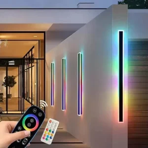 Modern RGBW Smart WiFi LED Wall Sconce Strip Light Waterproof Outdoor Garden Long Linear Wall Lamp